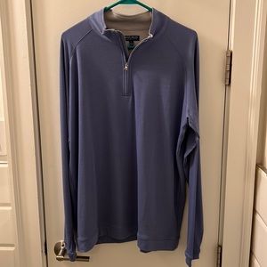 Peter Millar Bullseye Precision Wool Quarter-Zip. Size Large. Port Blue.